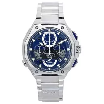 Мужские часы Bulova Precisionist Chronograph с синим циферблатом Quartz Divers 96B349 300M синий