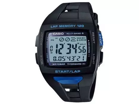 Мужские часы CASIO Collection STW-1000-1BJH Solar Radio, черный/синий, блистерная упаковка