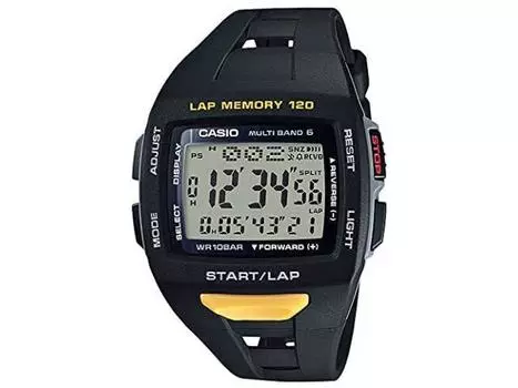 Мужские часы Casio Collection STW-1000-1JH Solar Radio Black x Yellow с будильником НОВИНКА