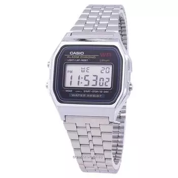 Мужские часы Casio Digital Alarm Chrono Stainless Steel A159WA-N1DF A159WA-N1 чёрный