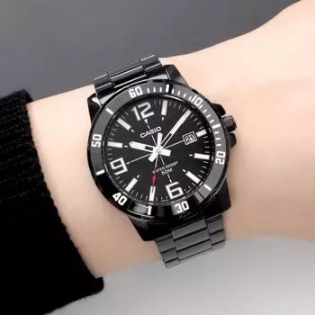 Мужские часы Casio Diver Design Chrome Black Brown Metal