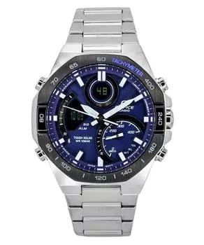 Мужские часы Casio Edifice Analog Digital Mobile Link с синим циферблатом Tough Solar ECB-950DB-2A 100M синий
