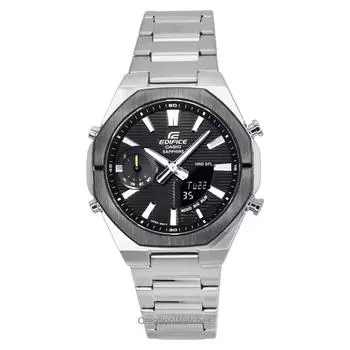 Мужские часы Casio Edifice Аналогово-цифровые с Bluetooth, корпус из нержавеющей стали, черный циферблат, кварцевые ECB-S10DB-1A, водонепроницаемость 100 м