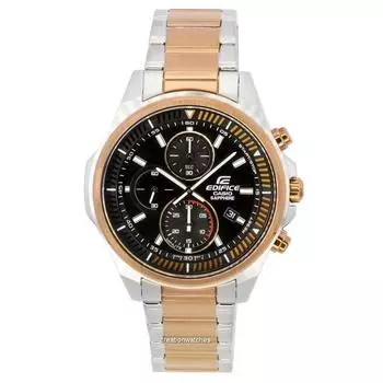 Мужские часы Casio Edifice с черным циферблатом, двухцветные кварцевые EFR-S572GS-1A EFRS572GS-1 100M чёрный