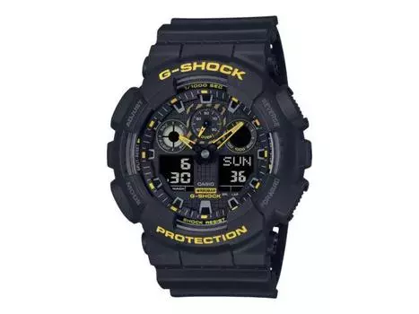 Мужские часы CASIO G-SHOCK GA-100CY-1AJF Caution Yellow Limited, черные, день/дата, НОВИНКА