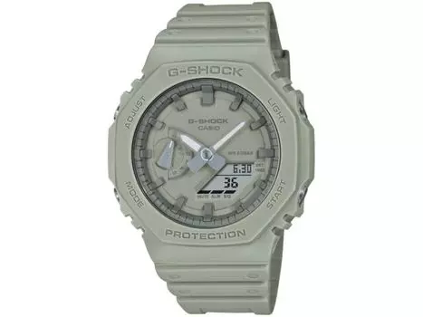 Мужские часы CASIO G-SHOCK GA-2100NC-3AJF натурального цвета, цвет хаки, полимерный ремешок-будильник, НОВИНКА