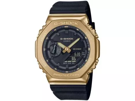 Мужские часы CASIO G-SHOCK GM-2100G-1A9JF, черный полимерный ремешок, таймер мирового времени, НОВИНКА