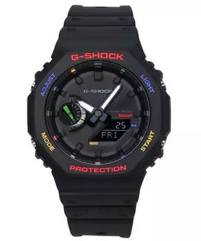 Мужские часы Casio G-Shock Mobile Link с аналоговым цифровым черным циферблатом и солнечной батареей GA-B2100FC-1A 200M чёрный
