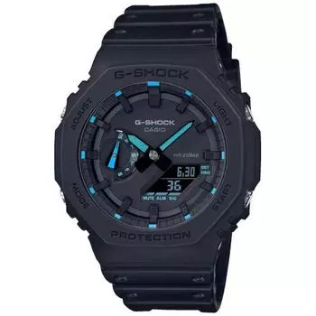 Мужские часы Casio G-Shock OAK — NEON BLUE INDEX, черные ( 45 мм)