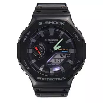 Мужские часы Casio G-Shock с аналоговым цифровым мобильным соединением, черный полимерный ремешок, Tough Solar Power GA-B2100-1A 200M чёрный