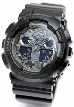 Мужские часы Casio G-Shock с камуфляжным циферблатом GA-100CF-1A Silver