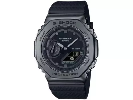 Мужские часы CASIO G-SHOCK с металлическим покрытием GM-2100BB-1AJF, черные, из нержавеющей стали, НОВИНКА