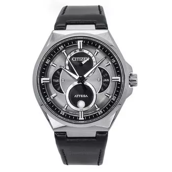 Мужские часы Citizen Attesa Moon Phase Super Titanium Grey Dial Eco-Drive BU0060-09H 100M серый