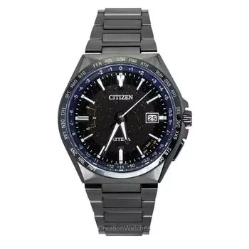 Мужские часы Citizen Attesa Perpetual Calendar Super Titanium с черным циферблатом Eco-Drive CB0217-71E 100M чёрный