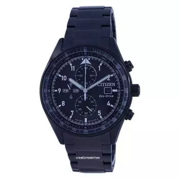 Мужские часы Citizen Chronograph с черным циферблатом из нержавеющей стали Eco-Drive CA0775-87E 100M