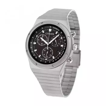 Мужские часы Citizen Eco-Drive Chronograph из нержавеющей стали с черным циферблатом AT2540-57E чёрный