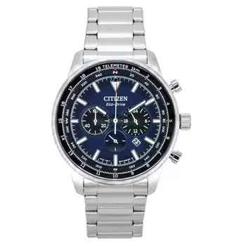 Мужские часы Citizen Eco-Drive Chronograph из нержавеющей стали с синим циферблатом CA4500-91L 100M синий