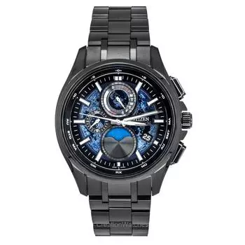 Мужские часы Citizen Eco-Drive Hakuto-R Super Titanium с фазой Луны, синим циферблатом BY1008-67L, 100 м синий