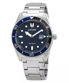 Мужские часы Citizen Eco-Drive из нержавеющей стали с синим циферблатом AW1761-89L 100M