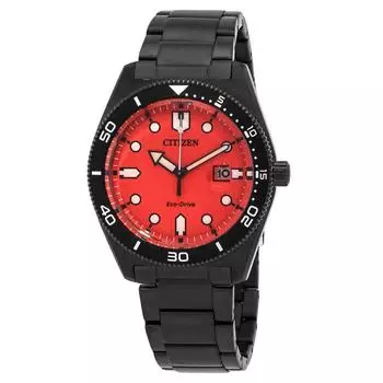 Мужские часы Citizen Eco-Drive из нержавеющей стали с оранжевым циферблатом AW1765-88X 100M оранжевый