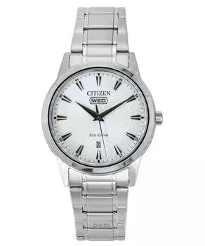 Мужские часы Citizen Eco-Drive из нержавеющей стали с белым циферблатом AW0100-86B белый