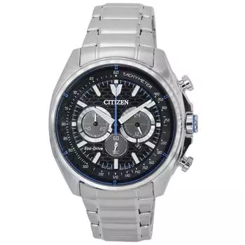 Мужские часы Citizen Eco-Drive с хронографом из нержавеющей стали с черным циферблатом CA4560-81E 100M чёрный
