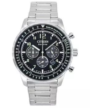 Мужские часы Citizen Eco-Drive с хронографом из нержавеющей стали с черным циферблатом CA4500-83E 100M чёрный