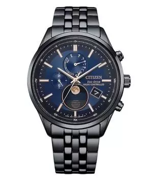 Мужские часы CITIZEN Eco-Drive с радиоуправлением, фазами Луны и вечным календарем BY1035-56L синий