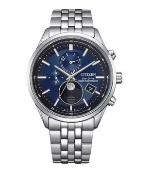 Мужские часы CITIZEN Eco-Drive с радиоуправлением, фазами Луны и вечным календарем BY1030-50L синий