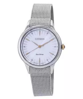 Мужские часы Citizen L Series Eco-Drive из нержавеющей стали с сеткой и серебряным циферблатом EM0814-83A