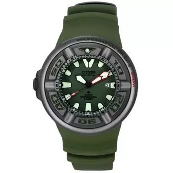 Мужские часы Citizen Promaster Marine Metropolitan Adventure Eco-Drive Divers BJ8057-17X 300M с дополнительным ремешком зелёный