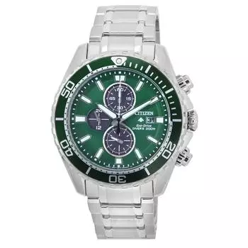 Мужские часы Citizen Promaster с хронографом с зеленым циферблатом Eco-Drive Divers CA0820-50X 200M