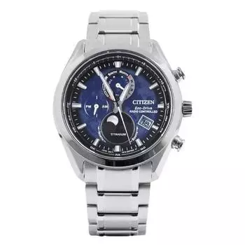 Мужские часы Citizen Tsuku-yomi Chronograph Moon Phase Super Titanium Blue Dial Eco-Drive BY1010-81L 100M синий