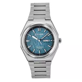 Мужские часы Citizen Zenshin Super Titanium с зеленым циферблатом Eco-Drive AW0130-85X 100M зелёный