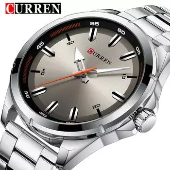 Мужские часы CURREN из нержавеющей стали, простые кварцевые наручные часы в стиле милитари, мужские часы Relogio Masculino