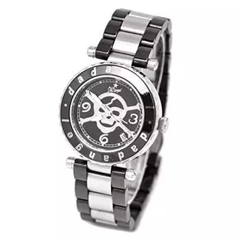 Мужские часы DADANGEL Skull Black Ceramic & Stainless Japanese Quartz с календарем, простым инструментом для регулировки браслета, подарок