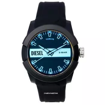 Мужские часы Diesel Double Up с силиконовым ремешком и разноцветным циферблатом DZ1982 чёрный