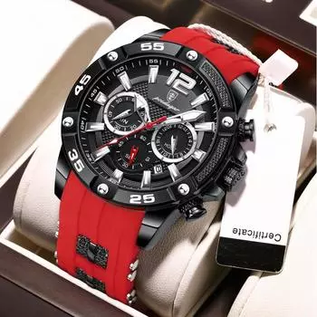 Мужские часы Dominant, автоматические часы, многофункциональные, с тремя дисплеями, водонепроницаемые, с силиконовой инкрустацией, стальной стержень, декоративный ремешок для часов, спортивные часы