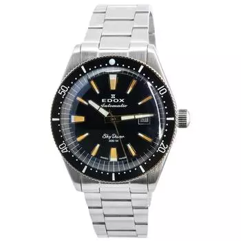 Edox Skydiver Limited Edition с черным циферблатом, автоматические дайверские часы 80126357RNMNIRB 300M для мужчин чёрный