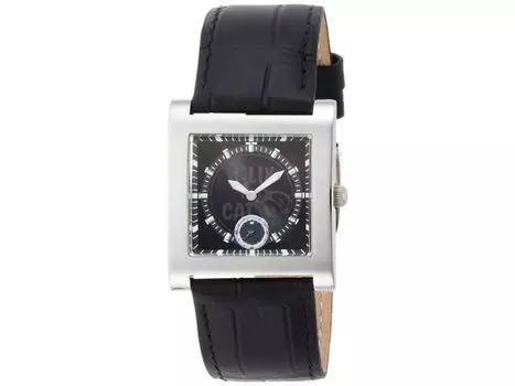 Мужские часы FELIX THE CAT FLX002W2 с черным кожаным ремешком и металлическим корпусом, секундная стрелка