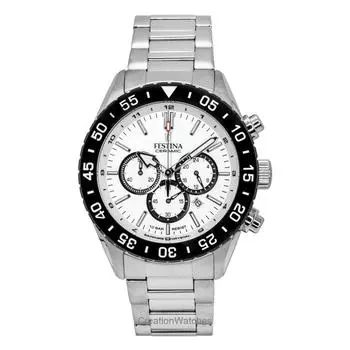 Мужские часы Festina Ceramic Chronograph из нержавеющей стали с белым циферблатом, кварцевые F20575-1 100M белый