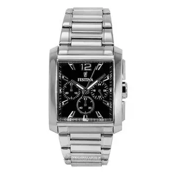 Мужские часы Festina Chronograph из нержавеющей стали с черным циферблатом, кварцевые F20635-4 чёрный