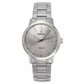 Мужские часы Festina Titanium F20435-2 с серым циферблатом, кварцевые серый