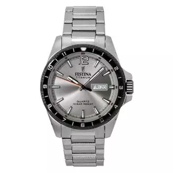 Мужские часы Festina Titanium F20698-1 с серым циферблатом, кварцевые, 100 м серый