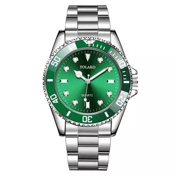 Мужские часы Green Water Ghost, модные кварцевые часы со стальным ремешком зелёный