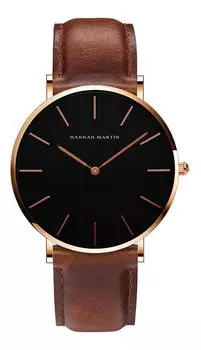 Мужские часы Hannah Martin Simple Fashion Casual Business Watch с японским кварцевым механизмом, циферблатом 40 мм, ремешком из натуральной кожи, унисекс