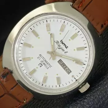 МУЖСКИЕ ЧАСЫ HMT RAJAT 6501 АВТОМАТИЧЕСКИЕ ИНДИЙСКИЕ ДЕНЬ И ДАТА БЕЛЫЙ ЦИФЕРБЛАТ a431906-2 R109-a431906