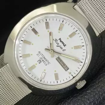 МУЖСКИЕ ЧАСЫ HMT RAJAT 6501 АВТОМАТИЧЕСКИЕ ИНДИЙСКИЕ ДЕНЬ И ДАТА БЕЛЫЙ ЦИФЕРБЛАТ a431915-2 R109-a431915