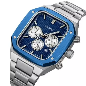 Мужские часы хронограф бизнес Relgio Masculino кварцевые наручные часы повседневные роскошные модные часы квадратный циферблат синий