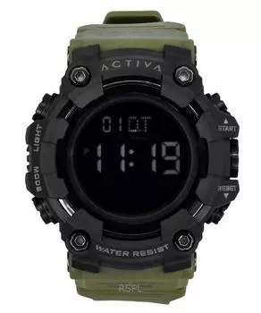 Мужские часы Invicta Activa Digital цвета армейский зеленый, полиуретановый ремешок, черный циферблат, кварцевые ACW1968-002 чёрный